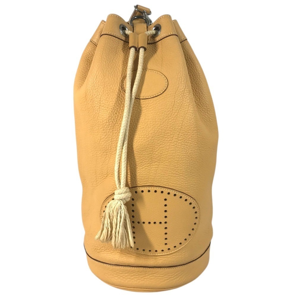 HERMES Hermes H-punched logo drawstring lunch bag shoulder Taurillon Clemence...